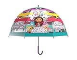CyP Brands- Gabby - Paraguas infantil, Burbuja, Transparente, Paraguan manual, 48 cm., Multicolor, Producto Oficial