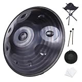 Bęben handpan d-moll 440 Hz 432 Hz Zestaw perkusyjny handpan ze stali nierdzewnej Instrument dla dorosłych Koncert jogi z torbą transportową Stojak na bęben ręczny (Kolor: 10 nut, Rozmiar: Niebiesk