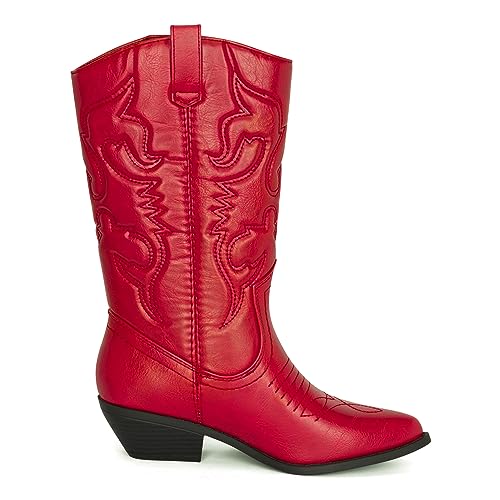 Chariot & Co Ring Women’s Western Cowgirl Boots – Mid-Calf Style with 2” Heel in Multiple Colors3