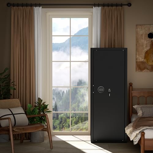 Image of Bonusall 12-15 Gun Safe for Rifles, Large Rifle Safe for 9 Rifles & 4 Pistols with Digital Keypad, Anti-Pry Steel Cabinet, Adjustable Shelves & Dual Alarm for Home
