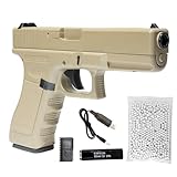 Pistola Softair Elettrica Glockk 17, con Batteria Li-Po, Caricabatterie, 1000 Pallini e Carichino Inclusi – Replica Airsoft Tattica in Plastica Resistente, Dim. 22x3x14 cm, potenza 0,7 joule (Tan)