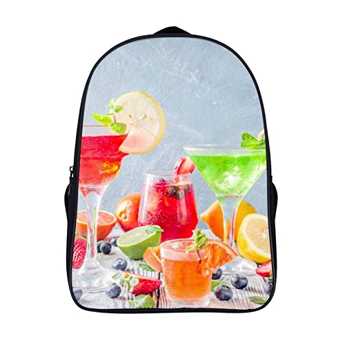 Sac à dos scolaire pour enfants Cocktail Laptop Backpack casual grand cartable 3D