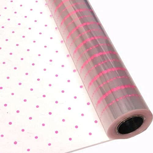 EliteKoopers Pink Doted Clear Cellophane Gift Wrapping Paper For Wedding, Birthday, Hampers Gifts Wrap (5 Meter)