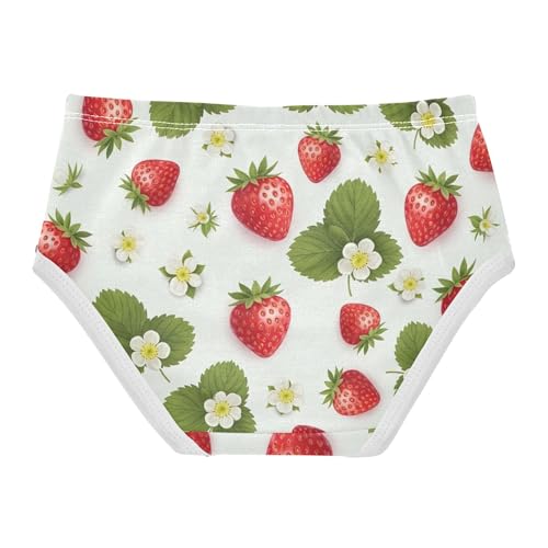 Cotton Toddler Girls Underwear Cartoon Strawberries White Floral Panties Little Girl Funny Briefs Kids Undies 2t2