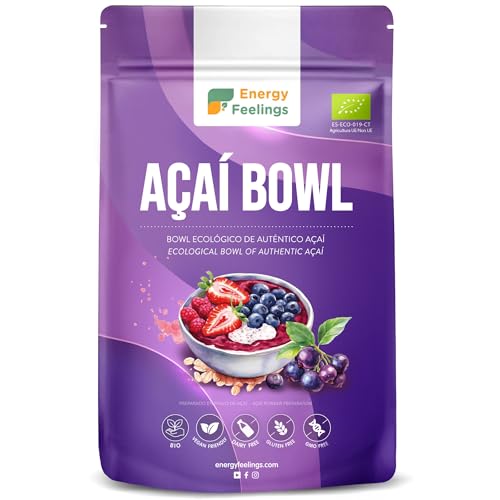 Energy Feelings Mix Açaí en Polvo Orgánico 500g, Preparado para Açai Bowl, Fruta Liofilizada, Sin Gluten y Sin Lactosa, Fruta en Polvo, Fuente Natural de Antioxidantes y Fibra Soluble, Vegano