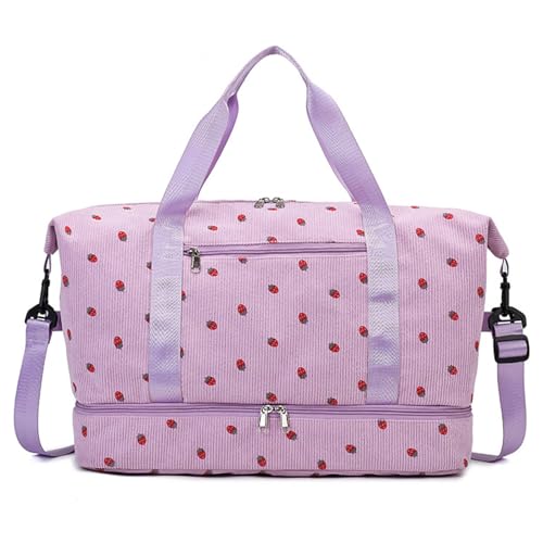 Sac de Sport Femme, Sac de Voyage Pliable Grande Capacité avec Compartiment à Chaussures et Poches Humides Imperméables, Sacs Fourre Tout Leger pour...