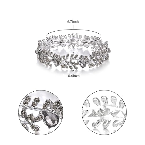 Elastic Bracelet Leaf Shaped Design Metal Alloy Austrian Crystal Fashionable Charming Jewelry3