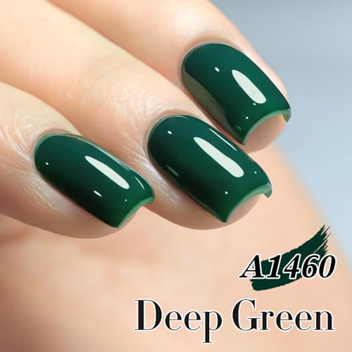 Double Rhythm 15ML Gel Polish Pure Sheer Same Color Same Bottle Soak Off Gel Polish Art Manicure Salon DIY at Home for Women (Deep Green-A1460)