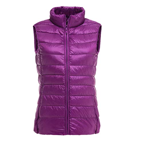 Chaleco cálido de otoño para mujer talla M en color morado con cuello alto