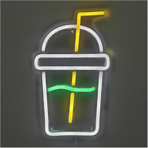 Enseigne lumineuse au néon LED murale tasse de boisson finition soignée