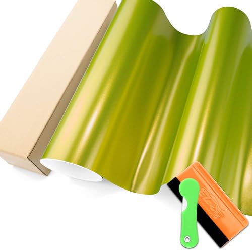 Film vinyle vert citron covering auto 40x152cm : donnez un look nacré satiné à votre voiture