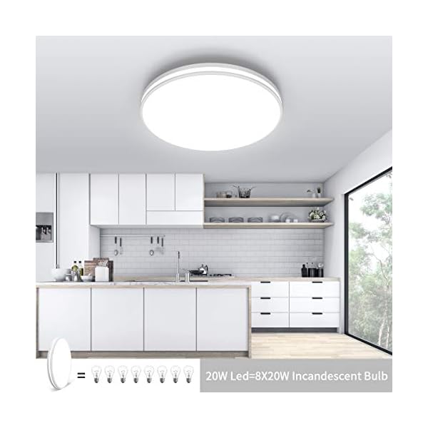 Badezimmer Lampe 20W, Airand Deckenlampe Led Deckenleuchte Rund 4000K Neutralweiß, Flimmerfreie Badleuchte IP44… – Bild 3