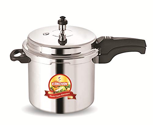 Image of Kanchan Classic Aluminum Pressure Cooker with Outer Lid (12 Liters) - 5 Year Warranty, Large Pressue Cooker Ideal for Big Family & Commercial, Gas Stovetop Compatible ISI Certified