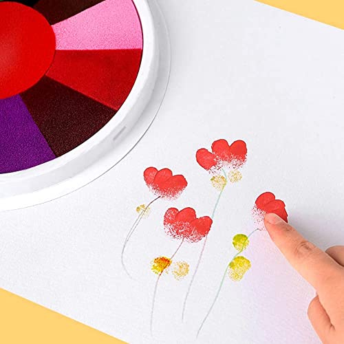 Senbos Stempelkissen Kinder, 13 Farben Fingerabdruck, Stempelkissen Bunt Ungiftige Abwaschbar und Kindersicher Tinte, Stamp Pad für Papier Handwerk, Stoff Malerei, DIY und Geburtstag Geschenk