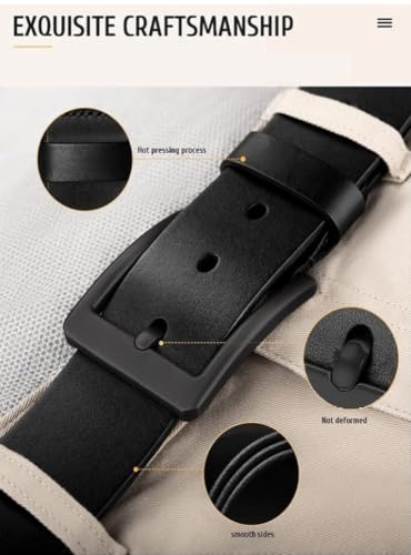 Image of Men's Automatic Buckle Leather Belt with Adjustable Ratchet System, Premium Formal and Casual Waist Belt for Jeans, Trousers and Office Wear