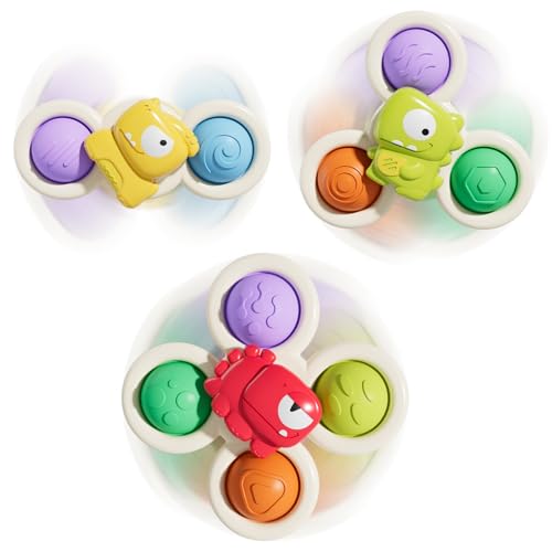 Image of ALASOU 3PCS Pop Suction Cup Spinner Toys for 1 Year Old Boy Girl|Novelty Spinning Tops Toddler Toys Age 1-2|Sensory Baby Bath Toy for Toddlers 1-3|12 18 Months Boy Birthday Gift for Infant