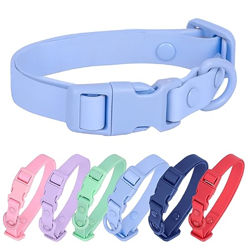 Waterproof Dog Collar Soft Rubber Dog Collar with Safety Buckle Adjustable Pet Collars for Small Medium Large Dogs
