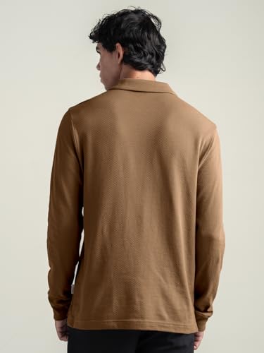 Image of DAMENSCH Statement Popcorn Johnny Collar Full Sleeve Polo with Premium Cotton Blend, Popcorn Texture, Colours by High-IQ Dyes Heavy Weight Fabric T-Shirt for Men