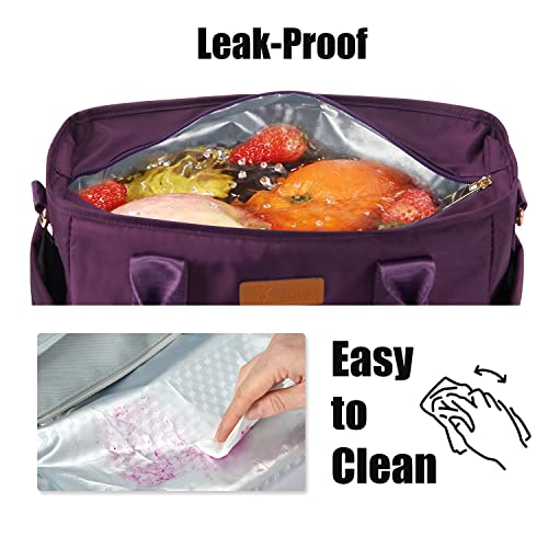 Yitote Cute Lunch Bag Women Insulated With 4 Icepacks, Bottle Holder,Lunch Box, Adjustable Shoulder Strap For Work (Purple) #TOP3