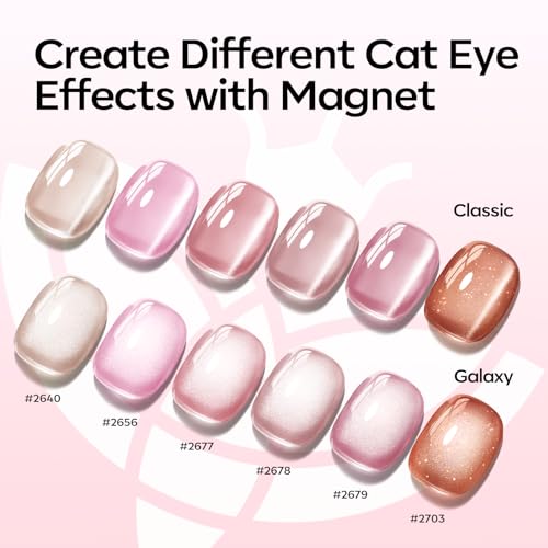 Image of modelones Cat Eye Gel Nail Polish, 6 Colors Nude Gel Polish Pink Glitter Brown with Magnet Sparkle Galaxy Series Nail Polish Kit Soak Off Led Nail Art Manicure Salon DIY Gifts