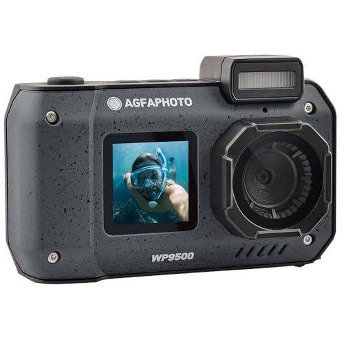 AgfaPhoto Realishot WP9500 - Appareil Photo Numérique Waterproof, Étanche 7m, 24 MP, Zoom 18X, Vidéo 4K, Double Écran 2.9”/1.4” - Noir