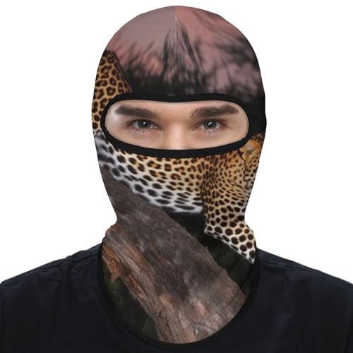 Balaclava para hombre, máscara de esquí para mujer, diseño de leopardo africano, cubrebocas facial completo para ciclismo miniatura 1