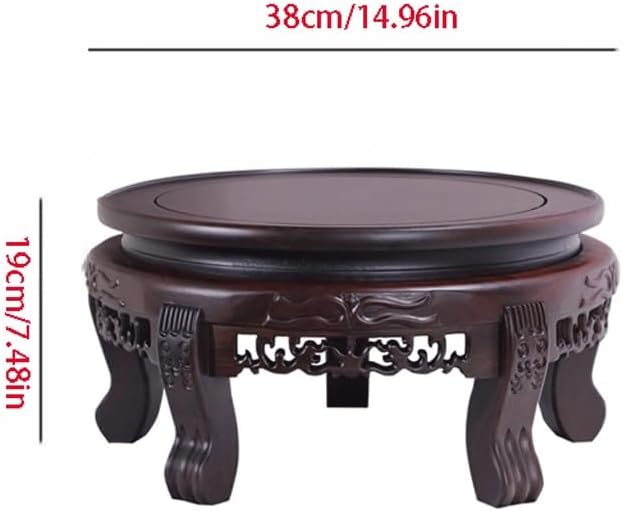 Bonsai Pedestal Vase Pedestal Stands Base Vase Base Carved Ornaments Solid Wood Round Fish Tank Mahogany Base Bracket Planter Stand Plant Holder