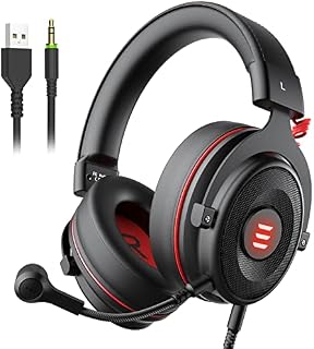 EKSA E900 Pro 7.1 PC Gaming Headset with Mic - PS4 PS5 Headsets with Detachable Microphone, USB & 3.5mm Audio Cable, 50mm Drivers, Soft Earmuffs, LED - Wired Gaming Headphones for Xbox, Switch, Laptop