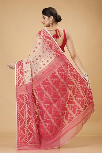 Image of OISHANI SAREE GHOR Women's Traditional Bengal Cotton Silk Soft Jamdani Saree - Beautiful design and Quality - Without Blouse Piece