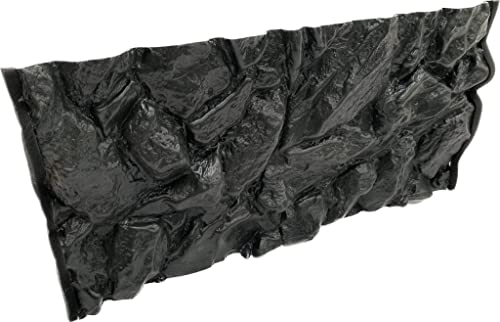 PLASTIKO - Aquarium Hintergrund 3D I Rückwänd 80x50 cm I Leicht zu Montieren und Reinigen I Keine Verklebung Erforderlich I Sicher für Tiere I Schwarz mit einem Muster aus Hohen Steinen