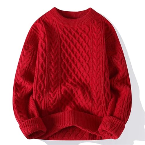 Autumn Winter Men Solid Color Loose Sweater Mens Vintage Knitting Pullover Sweaters3