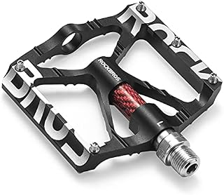 ROCKBROS Bicycle Pedals, 9/16 Mountain Bike Pedals, Anti-Slip Cycling Pedals Aluminium Alloy Reflective Sealed Bearing Anti-Skid Waterproof Dust-proof for MTB Road Bikes Black Red