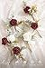 Ling's moment Boutonniere for Men, 6pcs Groom Groomsmen Boutonniere, Artificial Flowers for Wedding Decor/Prom/Homecoming, etc.Burgundy White