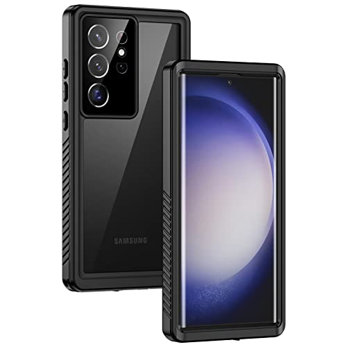 Lanhiem for Samsung S23 Ultra Phone Case, IP68 Waterproof Dustproof, Built-in Screen Protector, Rugged Full Body Shockproof Protective Cover for Samsung Galaxy S23 Ultra 5G, Black