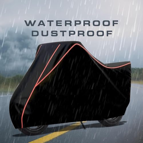 Image of Kayme ATV Cover Water Resistance Outdoor Heavy Duty, 4 Wheeler Quad Cover All Weather Rain (Black Red, Splendor)