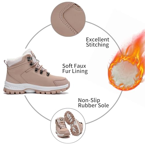 Image of MEHOTO Men Women Warm Snow Boots, Soft Warm Sole Fur Lined Waterproof Anti Klip Winter Ankle Hiking Climping Walking Booties