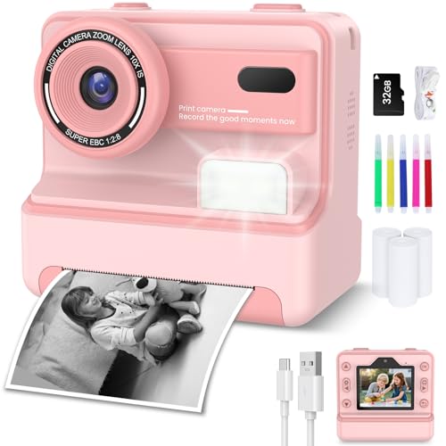 Macchina Fotografica Bambini Istantanea, 48M/1080P Fotocamera Bambini Selfie, 2.4 Pollici Macchina Fotografica Banbini...