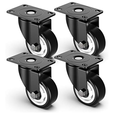 3 inch Swivel Caster Wheels, Heavy Duty Plate Casters with no Brakes Total Capacity 1000lbs (Pack of 4) Cover