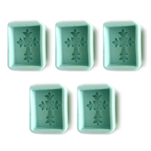 Moule en silicone rectangle pour fabriquer vos savons maison aux motifs de feuilles et croix