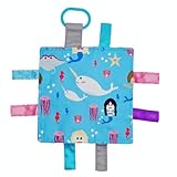 Baby Jack & Co 8x8” Mermaids, Narwhals, Sea Horse Under The Sea Lovey Tag Toy - Crinkle Toy for Developing 5 Senses - Soother - Learn Shapes & Colors - Travel Gift - BPA Free w/Stroller Clip