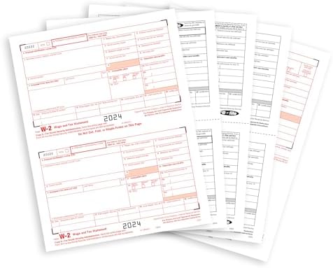 W2 Forms 2023, 6 Part Tax Forms, 25 Employee Kit Of Laser Forms Designed For