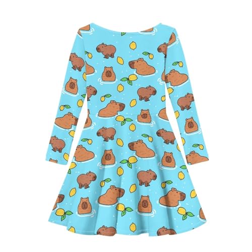 Kawaii Summer Crewneck Dress Girls Long Sleeve Dresses for 3-14 Years Old Outfits2