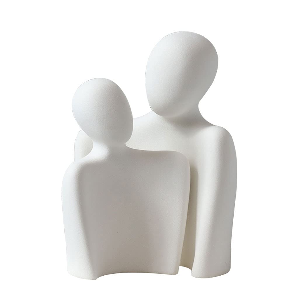 Statuetka Figurka Rzeźba do Domu Ozdoba Biuro Regał Deco Sztuka Abstrakcyjna Obejmij Postać Ceramiczna Dekoracja Kreatywny Salon Szafka TV Pulpit Miękka Dekoracja Wystrój Domu (Kolor: Biały) (N