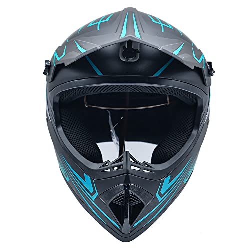 Motocross Helmet Fashion Youth Dirt Bike Helmet Unisex-Adult Atv Off-Road Mountain Bike Motorcycle Red Helmet Dot Approved (Blue-S) #TOP3