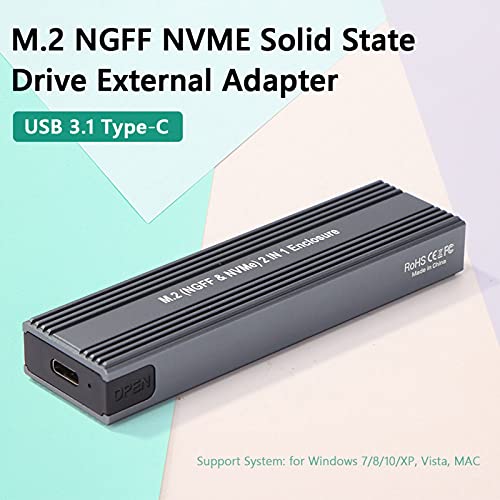HAOTING Gabinete M2 SSD Gabinete NVME M.2 para USB Tipo C 3.1 Adaptador SSD para Dual Protocol NVME