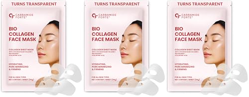 Image of Carbamide Forte Bio Collagen Mask | Collagen Mask Overnight Sheet with Low Molecular Collagen, Niacinamide & Hyaluronic Acid | Korean Glass Skin Overnight Hydrogel Face Mask Sheets for Deep Hydration, Pore Minimizing, Firming & Moisturizing | Paraben-Free | For All Skin Types | 1 Piece - 35g