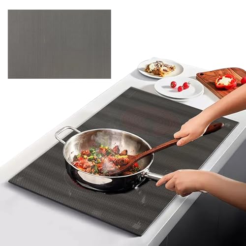 OMJMYY 52x78cm Große Induktion Schutzmatte Silikon Induktionskochfeld Schutzmatte Induction Cooker Silikonmatte Induktion Herdschutz Matte Wärmeisolierte Pad für Induktionsherd,Grau(Magnetisch)