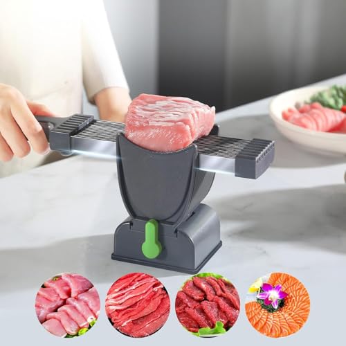 Affettatrice per carne, in acciaio inox, per cucinare a casa, spessore regolabile 2-4 mm, lavabile in lavastoviglie, perfetta per barbecue di manzo e maiale