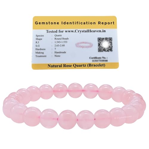Image of Certified Rose Quartz Bracelet for Women Men with Healing Crystal