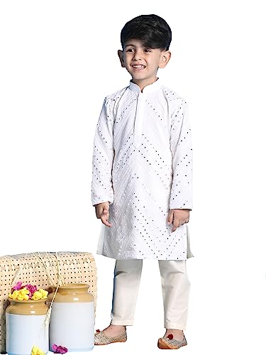 Image of VASTRAMAY Boys' Kurta Pyjama Set | Georgette Kids Ethnic Festive Outfit | Traditional Outfit